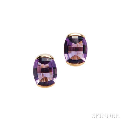 18kt Gold and Amethyst Cuff Links