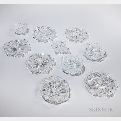 Ten American Colorless Cut Glass Dishes