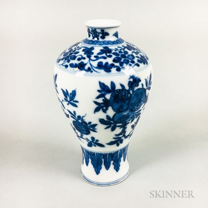 Miniature Blue and White Meiping Vase