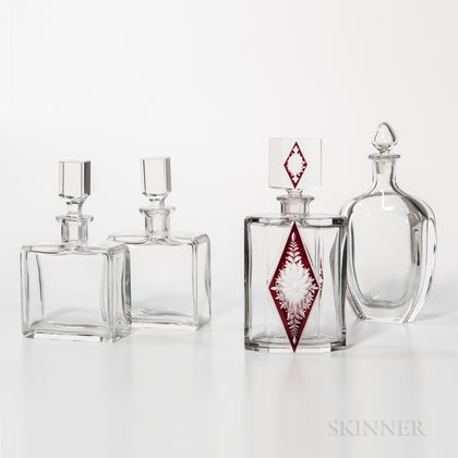 Four Modern Glass Decanters