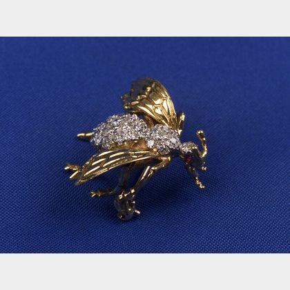 18kt Gold and Diamond Bee Pin