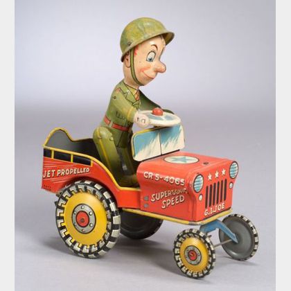 Unique Art "G. I. Joe and His Bouncing Jeep" Clockwork Toy