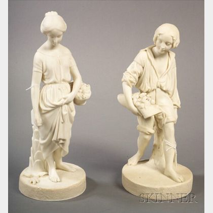 Pair of Copeland Parian Figures of Paul and Virginia