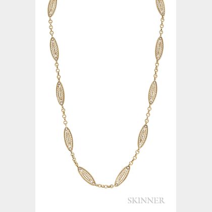 Antique 18kt Gold and Pearl Chain
