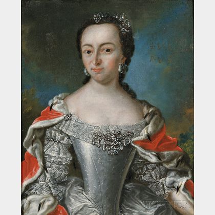 Flemish School, 17th/18th Century Elegant Lady with Jewels and Ermine