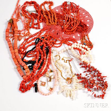 Group of Coral and Hardstone Jewelry