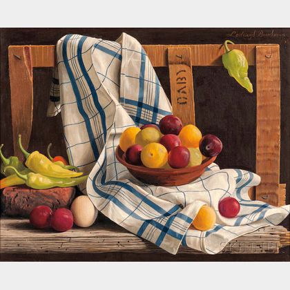 Lodewijk Karel Bruckman (Dutch/American, 1913-1980) Still Life with Fruit and Chilies