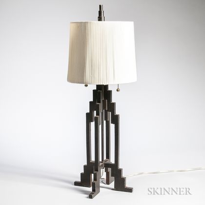Art Deco Wrought Iron Architectural Table Lamp