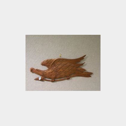 Carved Pine Eagle with Arrow Plaque. 