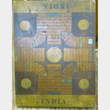 Polychrome Painted Wooden INDIA Game Board. 