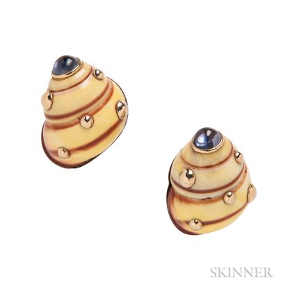 14kt Gold and Shell Earrings, MAZ