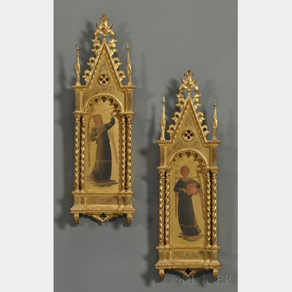 Pair of Grand Tour-style Gilded Angel Paintings