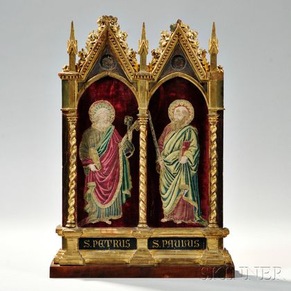 Victorian Giltwood Tabernacle with Two Saints
