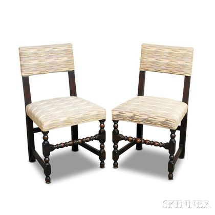 Pair of Jacobean-style Black-stained and Turned Side Chairs