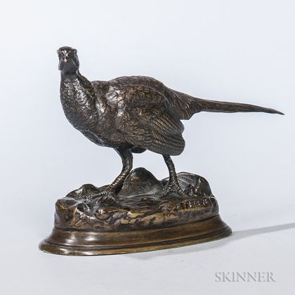 After Antoine-Louis Barye (French, 1795-1895) Bronze Figure of a Pheasant