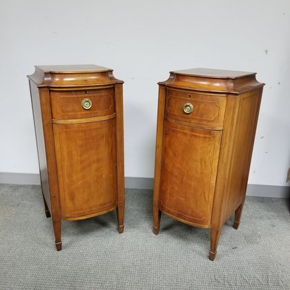 Pair of Federal-style Inlaid Mahogany Pedestal Cabinets