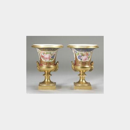 Pair of Paris Porcelain Two-Handled Vases