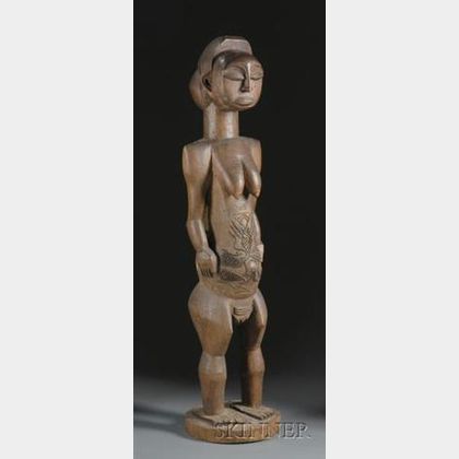 Large African Carved Wood Female Figure
