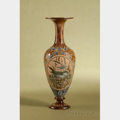 Doulton Lambeth Salt-glaze Stoneware Mantel Vase