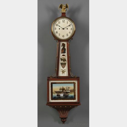 New Haven Thirty-Day Mahogany "Banjo" Clock