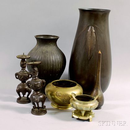 Seven Asian Metal Objects