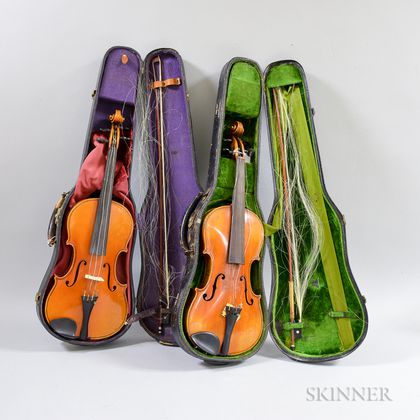 Two Violins with Cases and Bows