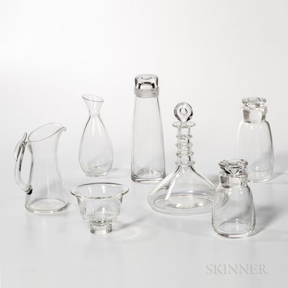 Seven Pieces of Steuben Glass Barware