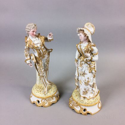 Pair of Continental Gilt Bisque Porcelain Figures