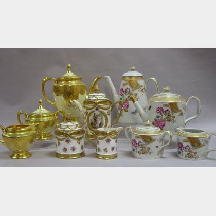 Three-Piece Rosenthal Gilt Decorated Porcelain Tea Set, a Four-Piece Vista Allegre Tea Set, and a Three-Piece Continental Gilt Demitass