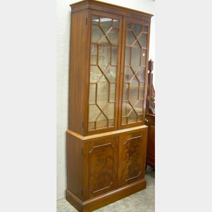 Beacon Hill Collection Federal-style Glazed Mahogany Veneer Two-part Book Cabinet