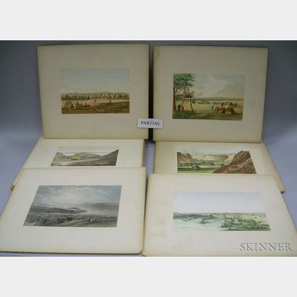 Set of Fifteen Unframed Hand-colored Lithographs Depicting Travel West Across the United States