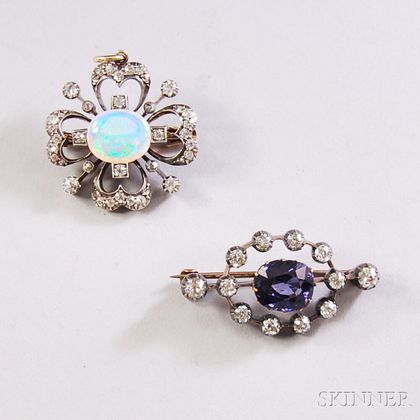 Two Gem-set Brooches