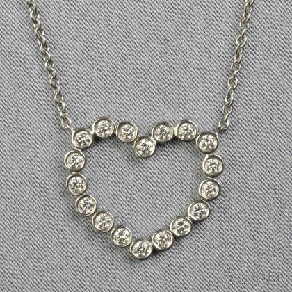Platinum and Diamond Heart Pendant, Tiffany & Co.