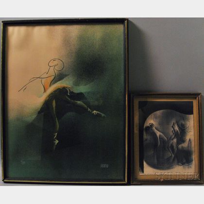 Albert Hirschfeld (American, 1903-2003) Two Framed Lithographs: Ballerina