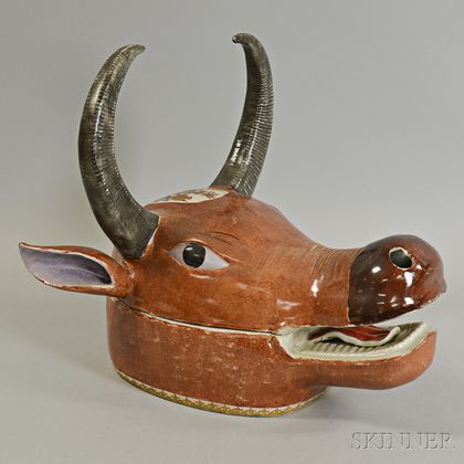Export Polychrome Ox-form Tureen