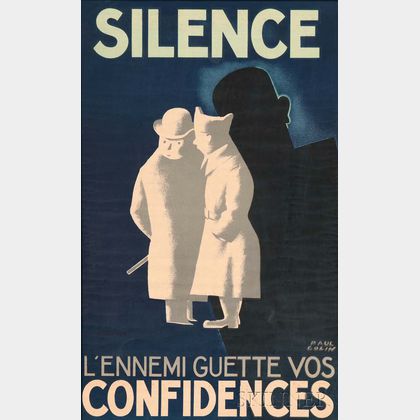 Paul Colin (French, 1892-1985) Silence l'ennemi guette vos confidences