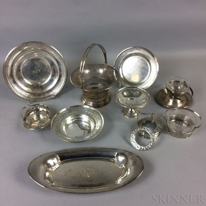 Eleven Pieces of Sterling Silver Reticulated Tableware