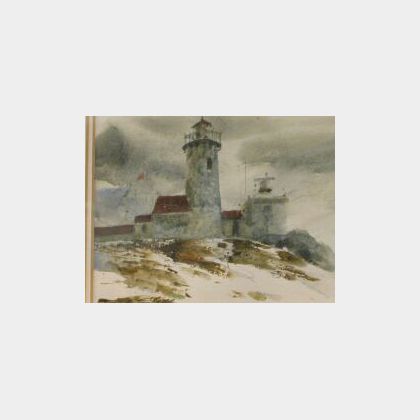 Framed Watercolor of Eastern Point Light