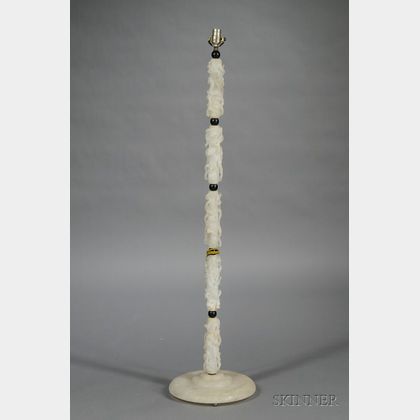 Chinese Export Art Deco Carved Soapstone Floor Lamp