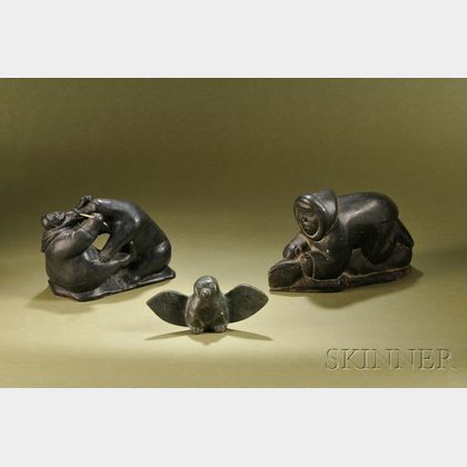 Three Inuit Soapstone Carvings