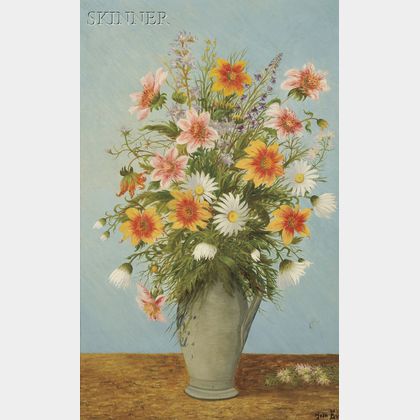 Jean Eve (French, 1900-1968) Fleurs de Jardin - Vase Gris