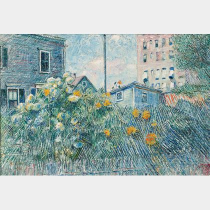 David Davidovich Burliuk (American/Ukrainian, 1882-1967) Sunflowers in an Urban Garden