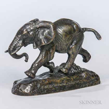 After Antoine-Louis Barye (French, 1795-1875) Bronze Figure of an Elephant