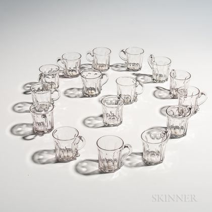 Set of Sixteen Blown Molded Punch Glasses