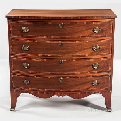Inlaid Mahogany Bow-front Chest of Drawers