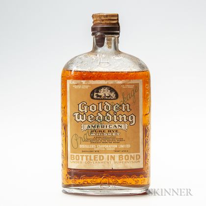 Golden Wedding American Pure Rye Whiskey, 1 pint bottle 