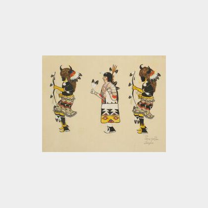 Thomas Virgil (Pan Yo Pin, Summer Mountain) (Native American, Tesuque Pueblo, 1889-1 960)Pueblo Dancers.
