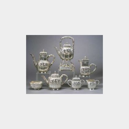 Gorham Sterling Aesthetic Movement Seven-Piece Tea and Coffee Service