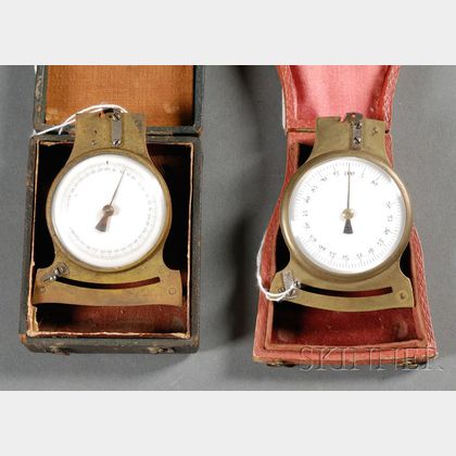 Two Boxed Brass and Steel Pivot Dial Gauges
