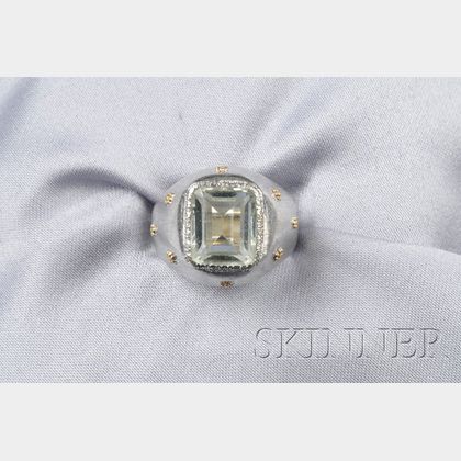 18kt White Gold and Aquamarine Ring